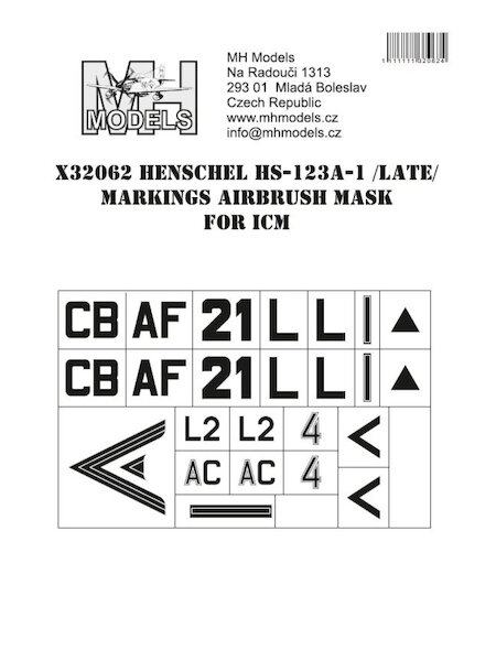 Henschel Hs123A-1 / Late Markings Airbrush Masks (ICM) X32062