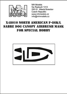 North American F86D/K/L Sabre Dog canopy airbrush mask (Special Hobby/)  X48010