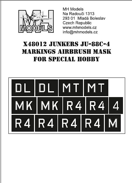 Junkers Ju88C-4 Markings Airbrush mask (Special Hobby)  X48012