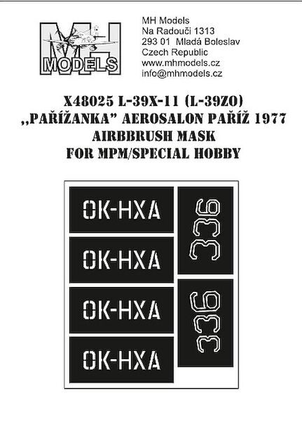 Aero L39X-11 Albatross Protype OK-HXA/336 at Paris salon 1977 Airbrush mask (Special Hobby)  X48025