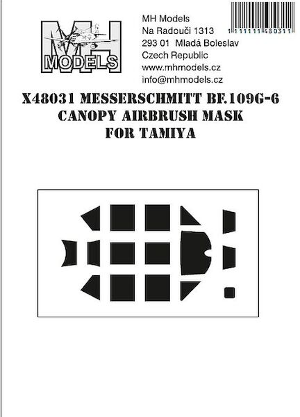 Messerschmitt BF109G-6 canopy airbrush mask (Tamiya)  X48031