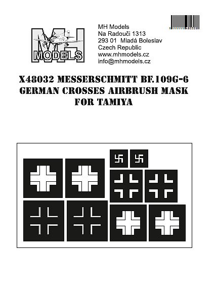 Messerschmitt BF109G-6 german Crosses airbrush mask (Tamiya) X48032