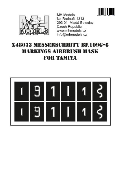 Messerschmitt BF109G-6 Markings airbrush mask (Tamiya) X48033