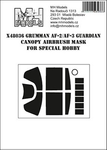 Grumman AF2/AF3 Guardian Canopy Airbrush mask (Special Hobby)  X48036