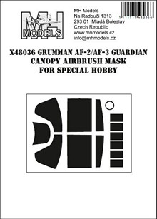 Grumman AF2/AF3 Guardian Canopy Airbrush mask (Special Hobby) X48036