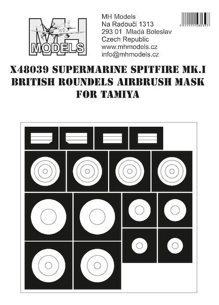 Supermarine Spitfire MKI British Roundels Airbrush mask (Tamiya) X48039