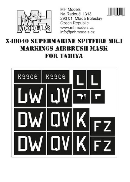Supermarine Spitfire MKI British markings Airbrush mask (Tamiya)  X48040