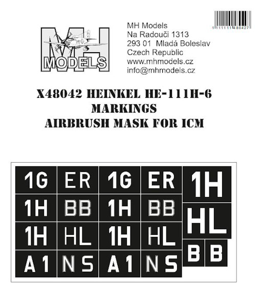 Heinkel He111H-6 German squadron numbers and letters Airbrush mask (ICM) X48042