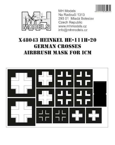 Heinkel He111H-20  German Cross markings Airbrush mask (ICM)  X48043