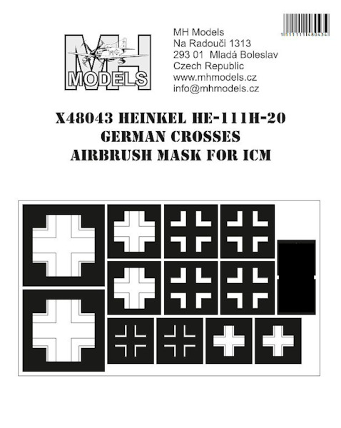 Heinkel He111H-20 German Cross markings Airbrush mask (ICM) X48043