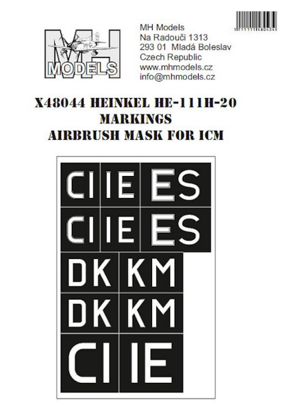 Heinkel He111H-20 German squadron numbers and letters Airbrush mask (ICM) X48044