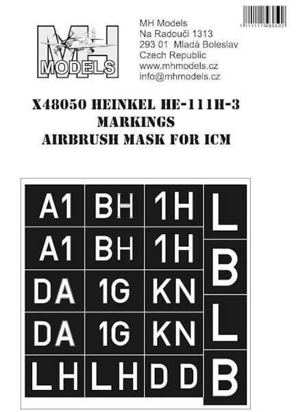 Heinkel He111H-3  German squadron numbers and letters Airbrush mask (ICM)  X48050