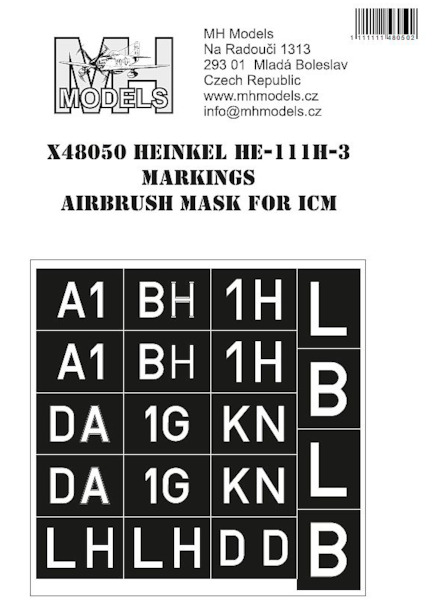 Heinkel He111H-3 German squadron numbers and letters Airbrush mask (ICM) X48050