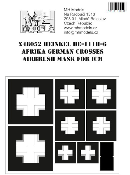 Heinkel He111H-6  Afrika Corps German Cross markings Airbrush mask (ICM)  X48052