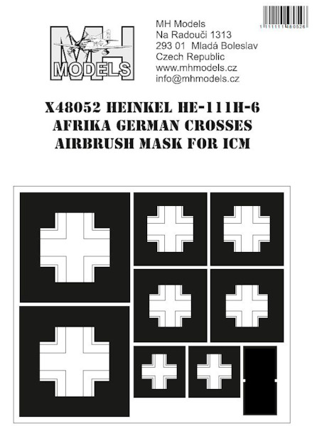 Heinkel He111H-6 Afrika Corps German Cross markings Airbrush mask (ICM) X48052