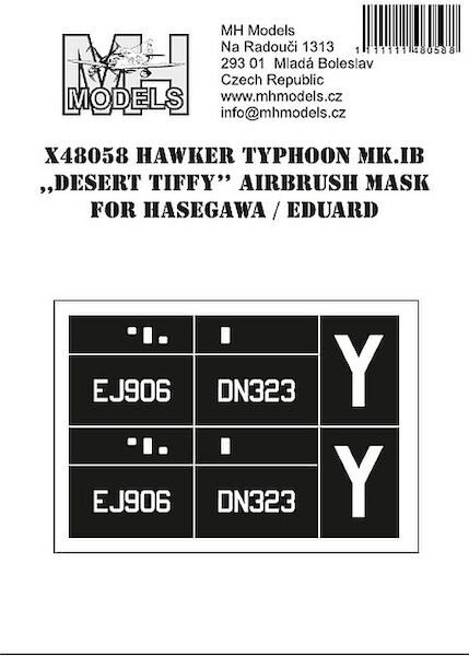 Hawker Typhoon MK1b "Desert Tiffy" markings airbrush mask (Hasegawa/Eduard) X48058