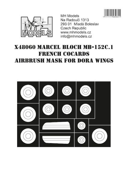 Marcel Bloch MB151C.1 Cocardes and fin Flash Markings Airbrush mask (Dora Wings) X48060