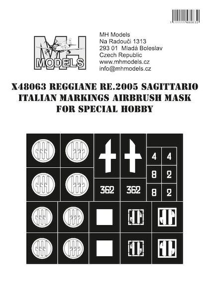 Reggiane Re2005 Sagittario Italian Markings Airbrush mask (Special Hobby)  X48063