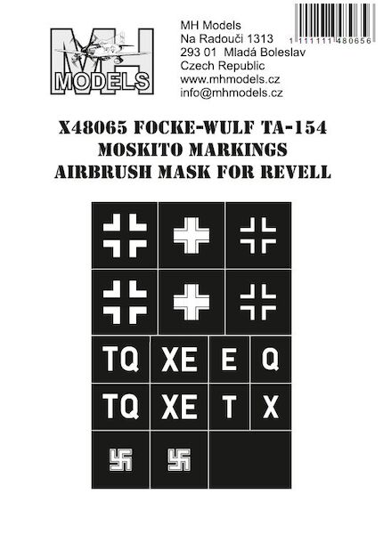 Focke Wulf TA154 Moskito markings airbrush mask (Revell)  X48065