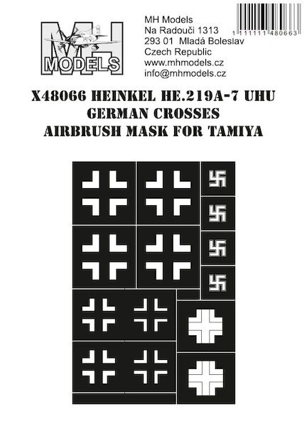 Heinkel He219A-7 Uhu German Crosses markings airbrush mask (Revell)  X48066