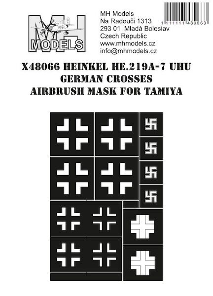 Heinkel He219A-7 Uhu German Crosses markings airbrush mask (Revell) X48066
