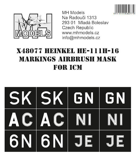 Heinkel He111H-16 Markings Airbrush mask (ICM) X48077
