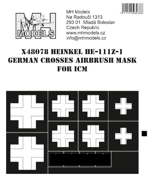 Heinkel He111Z-1 German Crosses Airbrush mask (ICM)  X48078