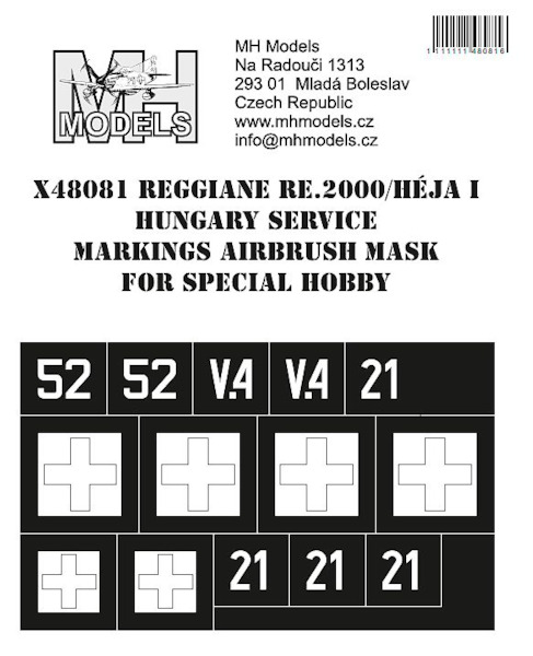 Reggiane Re2000/Heja1 Hungarian Service Markings Airbrush mask (Special Hobby)  X48081