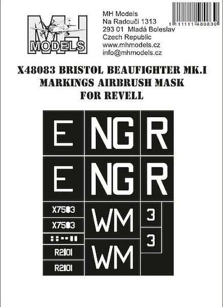 Bristol Beaufighter MKI Markings Airbrush mask (Revell)  X48083