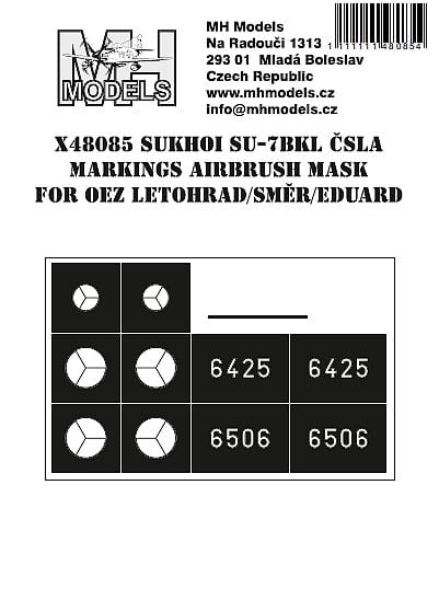 Sukhoi Su7BKL 'Czechoslovak AF"Markings Airbrush Masks (OEX, Revell, Smer, Eduard) X48085