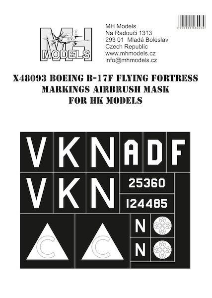 Boeing B17F Flying Fortress Markings airbrush mask (HK Models)  X48093