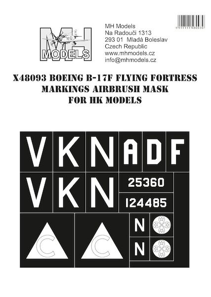 Boeing B17F Flying Fortress Markings airbrush mask (HK Models) X48093