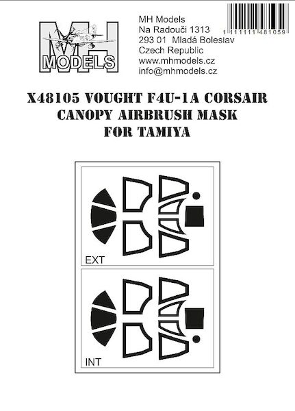 Vought F4U-1 Corsair Canopy Airbrush Masks (Tamiya) X48105
