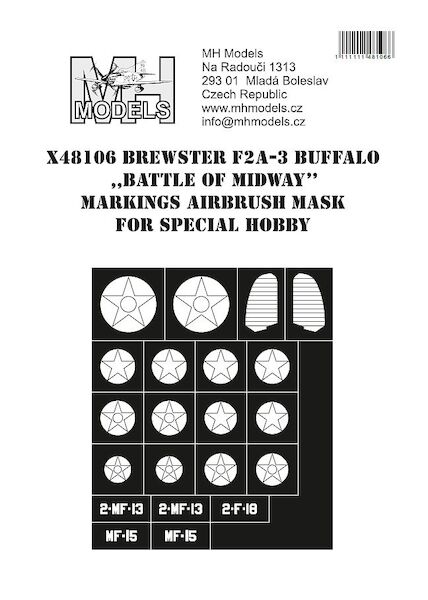 Brewster F2A-3 Buffalo "Battle of Midway" Markings airbrush mask (Special Hobby) X48106