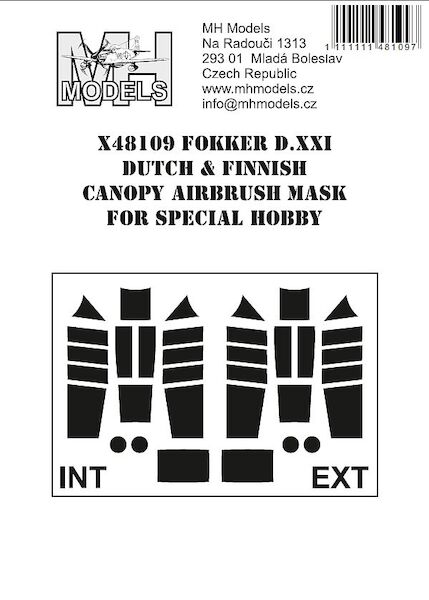 Fokker DXXI Dutch and Finnish Canopy Airbrush Masks (Special Hobby) X48109