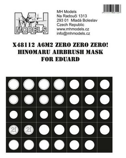 A6M Zero Hinomaru Markings Airbrush Masks  (Eduard)  X48112