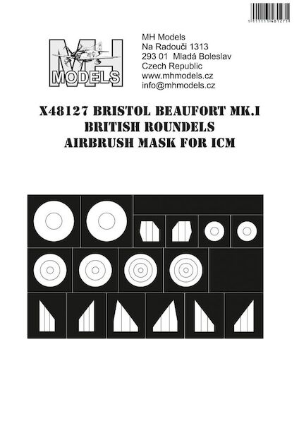 Bristol Beaufort MK1 National Marking Airbrush Masks (ICM) X48127