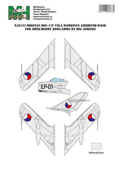 Mikoyan MiG17F CSLA Markings Airbrush Mask (Smer/Hobby Boss/Ammo-Mig) X48133