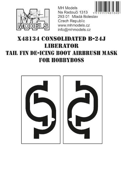 B24D/J Liberator Tail fin De-icing Boot Markings Airbrush Masks (Hobby Boss) X48134