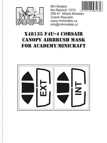 F4U-4 Corsair  Canopy airbrush mask (Academy/Minicraft)  X48135