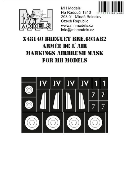 Breguet Bre693AB2 Armee de L'air Markings airbrush mask (MH Models) X48140