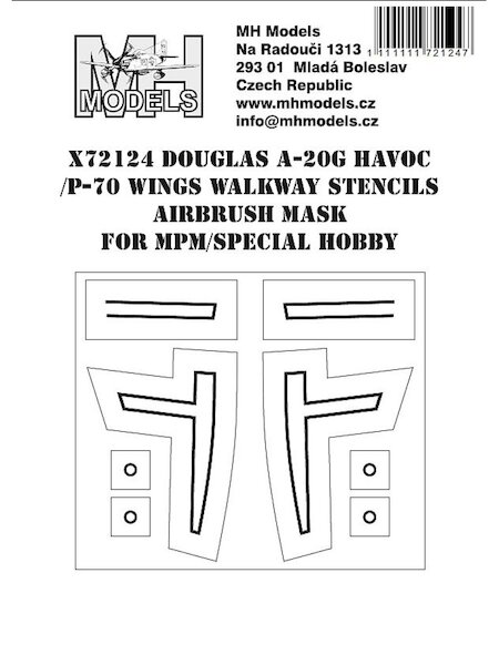 Douglas A20 Havoc/ Boston and P70 Wing Walkway Stencils airbrush mask (Italri/AMT)  X48142