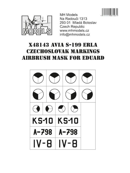 Avia S199 Erla Czechoslovak Markings airbrush mask (Eduard)  X48143