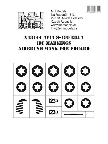 Avia S199 Erla Israeli AF Markings airbrush mask (Eduard) X48144