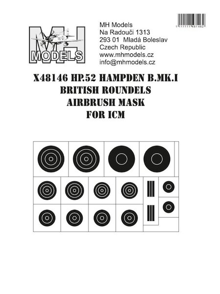 Handley Page Hampden B. Mk1 British Roundels airbrush mask (ICM) X48146