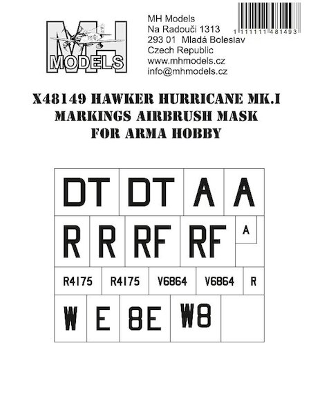 HAwker Hurricane MKI Markings airbrush mask (Arma Hobby)  X48149