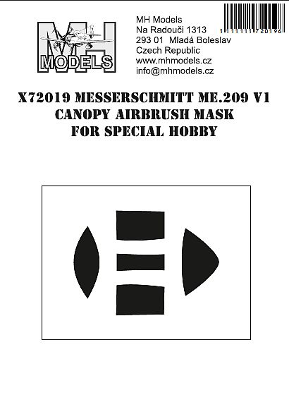 Messerschmitt Me209V-1 Canopy Airbrush Masks (Special Hobby) X72019