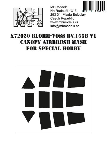 Blohm-Voss BV155B-V1 Canopy Airbrush Masks (Special Hobby) X72020