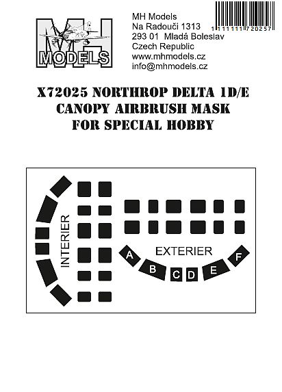 Northrop Delta 1D/E Canopy Airbrush Masks (Special Hobby) X72025