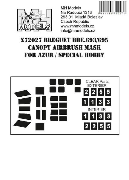 Breguet BR693/695 Canopy, Turret and window Masks (Azur/Special Hobby) X72027